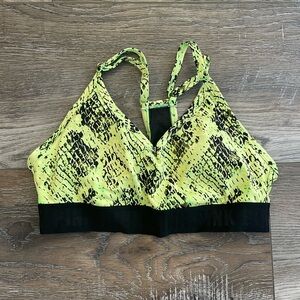 PINK Victoria's Secret Neon Yellow, green and Black Sports Bra NWOT size S